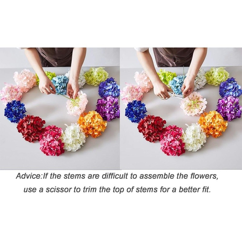 Silk Hydrangea Flower Heads W/ Stems Artificial Wedding Decor Centerpieces New