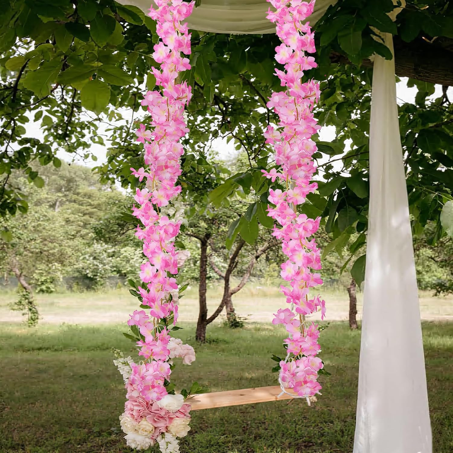 2 Pcs Artificial Cherry Blossom Flower Vines Cherry Blossom Garland 18.48 Ft Han