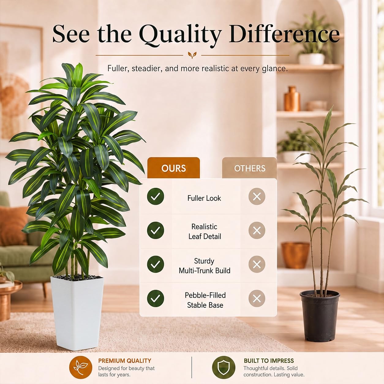 Artificial Dracaena Tree：5FT Faux Silk Tropical Yucca Floor Trees Realistic F…
