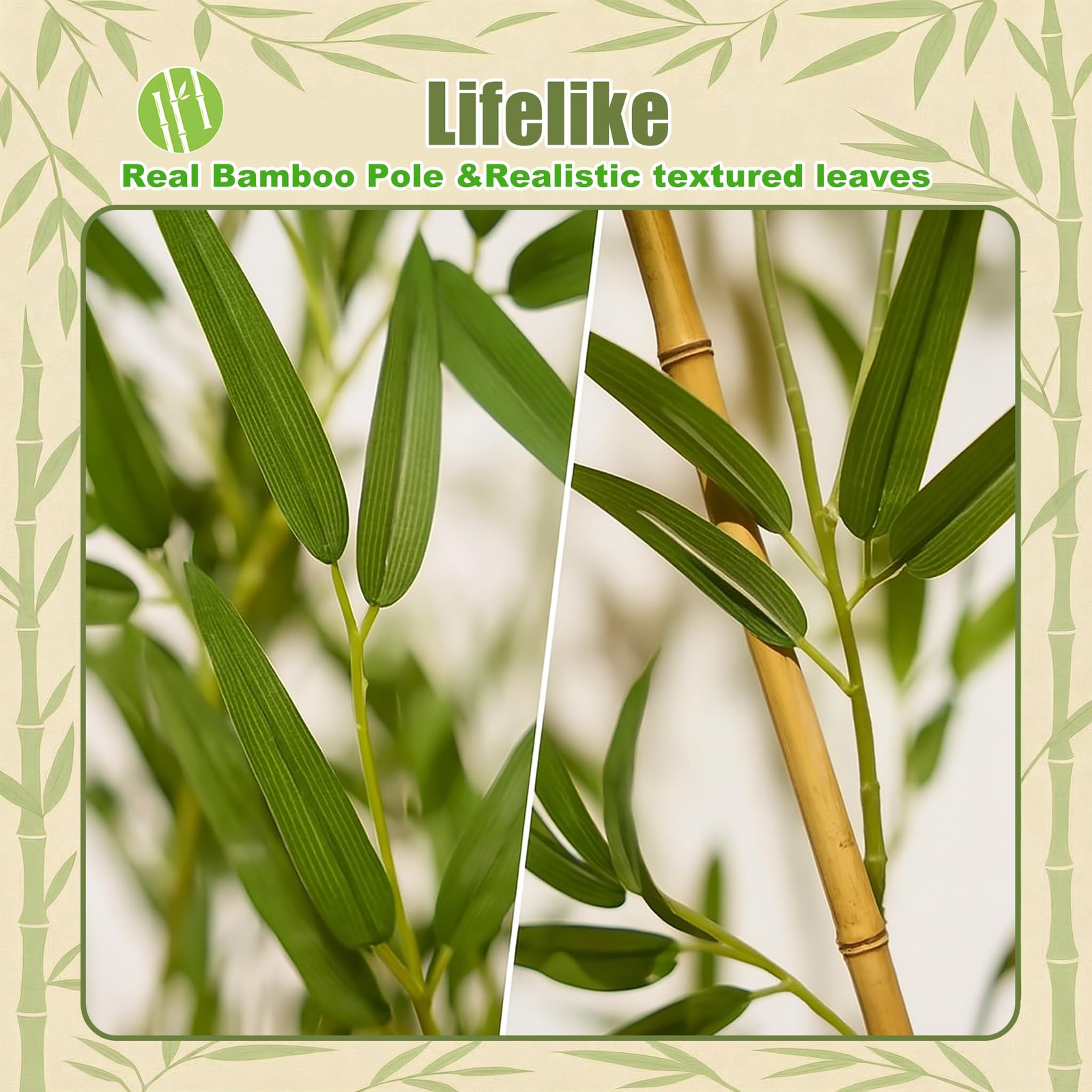 4/5/6/7 ft Faux Bamboo Plant Outdoor 10 Pack, Fake Bamboo with Encrypted Leav…