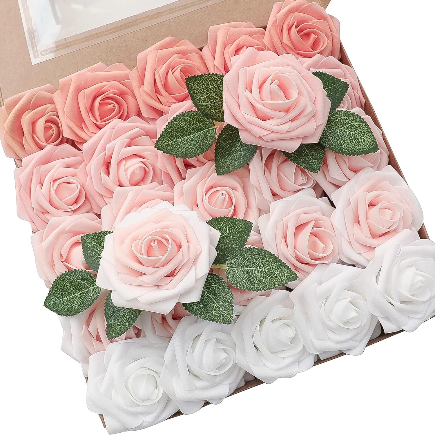 Artificial Flowers 25pcs Real Looking Forest Green Ombre Colors Foam Fake