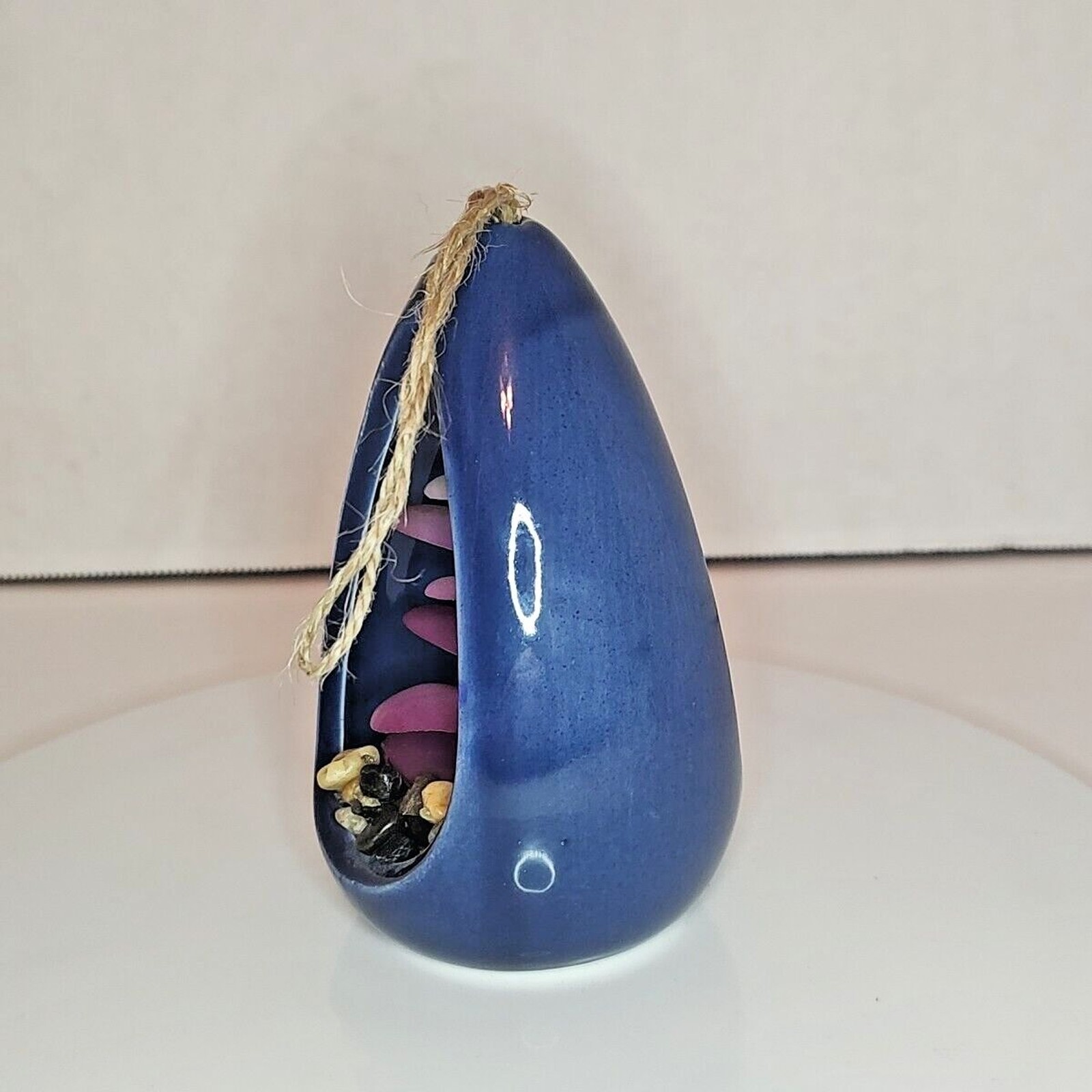 Hanging Modern Coastal Artificial Succulent Home Decor Navy Blue Purple Ceramic