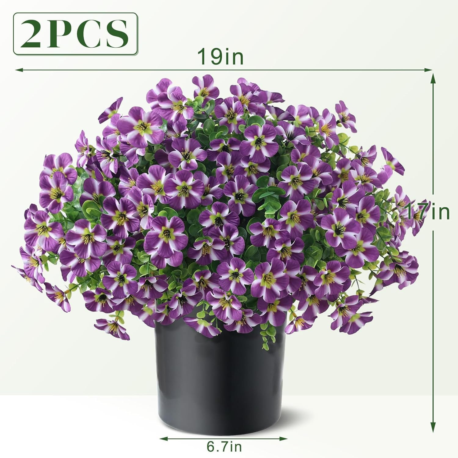 2 Set of Artificial Morning Glory & Eucalyptus Topiary Trees – Faux Silk Flower