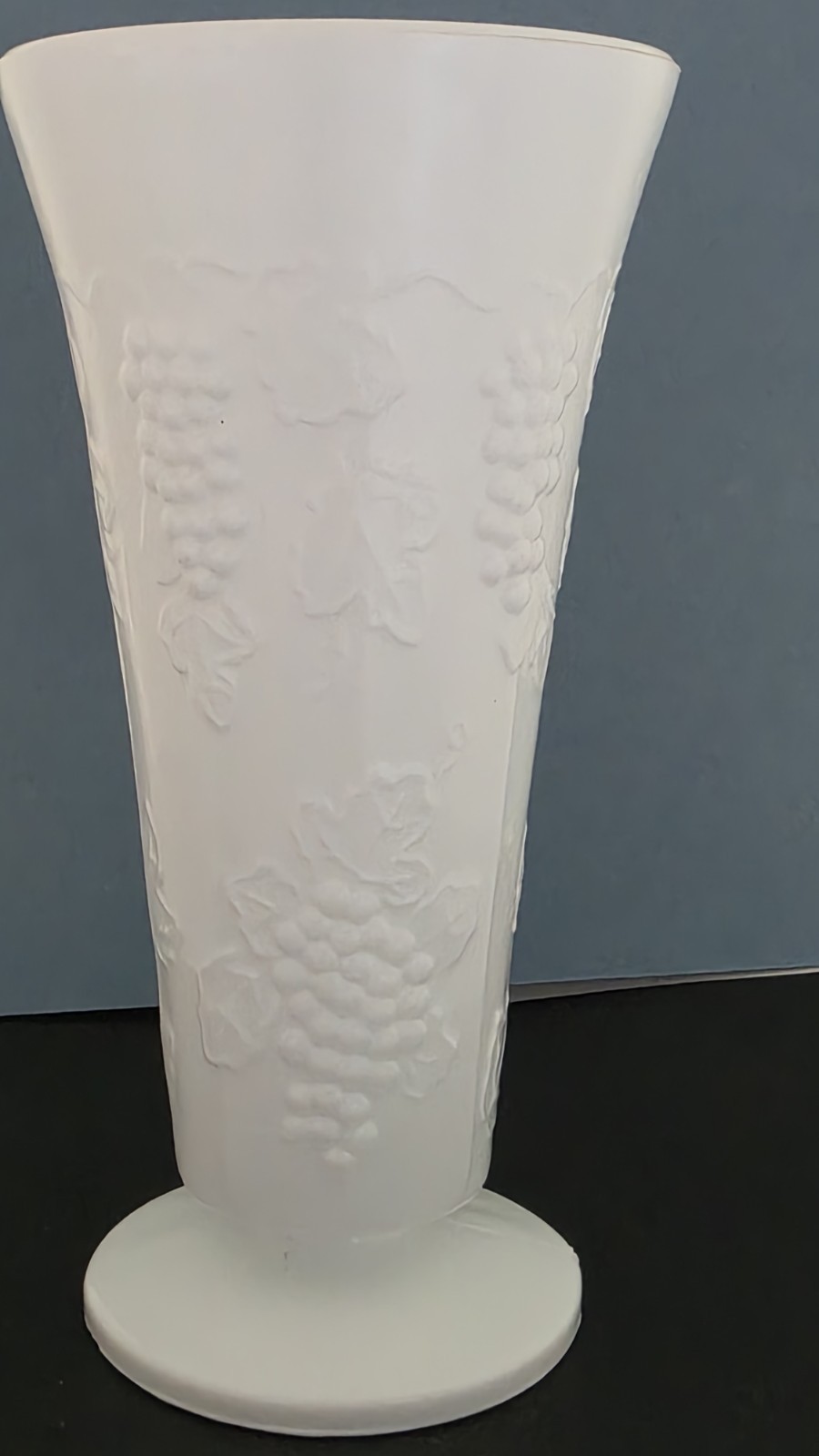 Vintage Milk Glass Lot of 3 Grape Pattern Vases & Compote Set White
