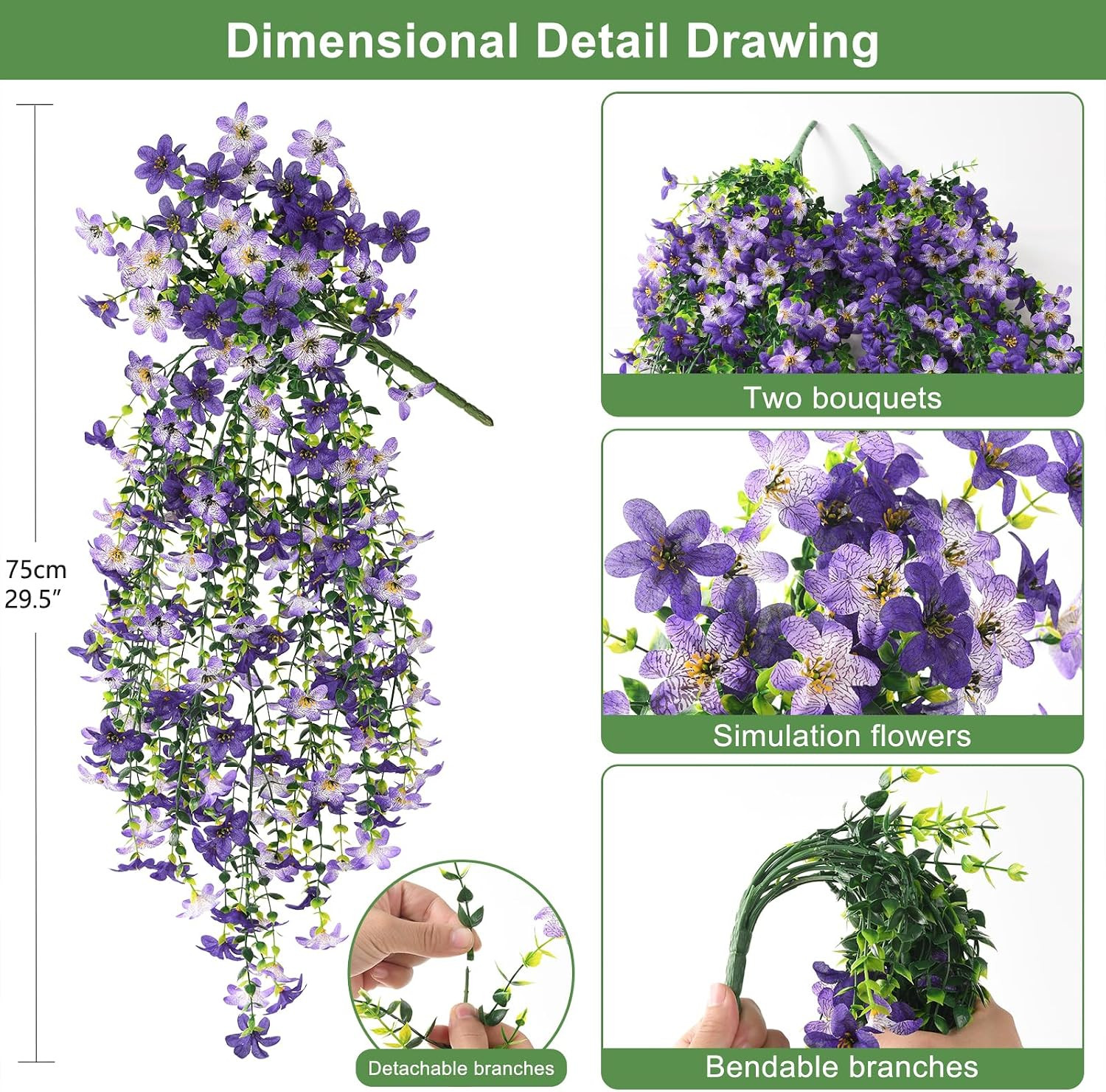 Artificial Fake Hanging Flowers Plants for Outdoor Spring Summer Decoration | 2