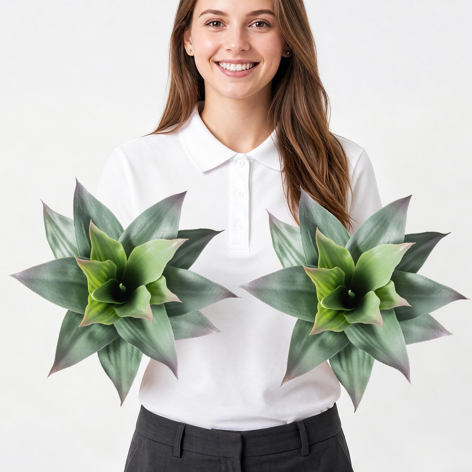 Artificial Agave Plant Outdoor Realistic Fake Succulent 2PC Green