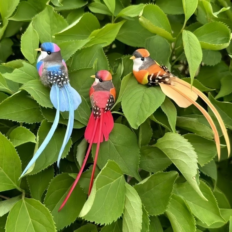 7pcs Artificial Simulation Foam Birds Feather Long Tail with Clip