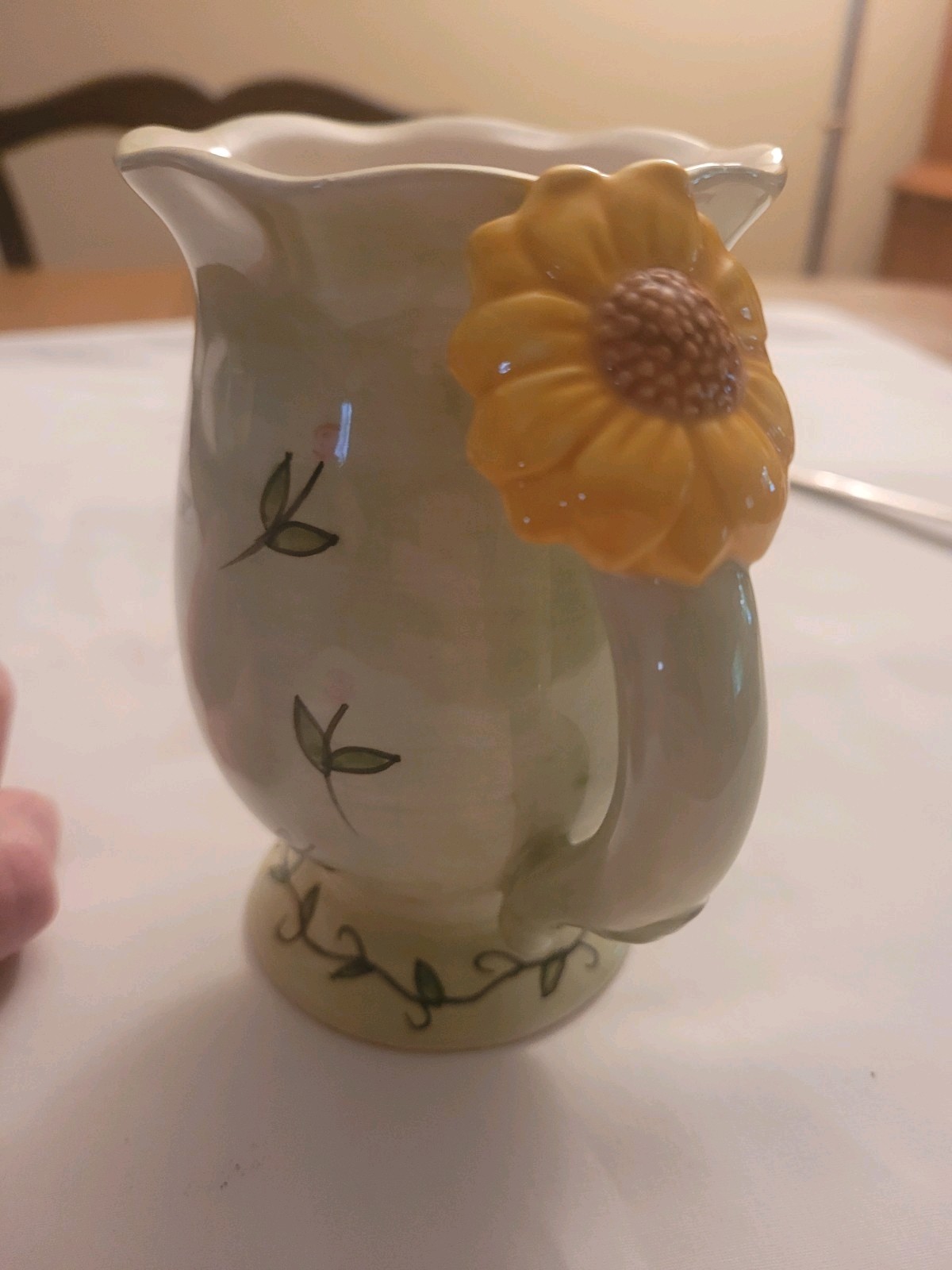 Vintage Hand Painted Sunflower Motif Decorative Ceramic Coffee Mug EXCELLENT
