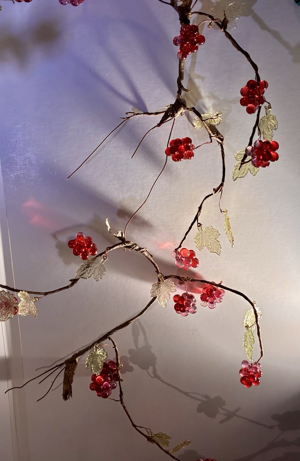 Vintage Acrylic Lucite Berry Cluster Vines w/Leaves Wired Set of Three