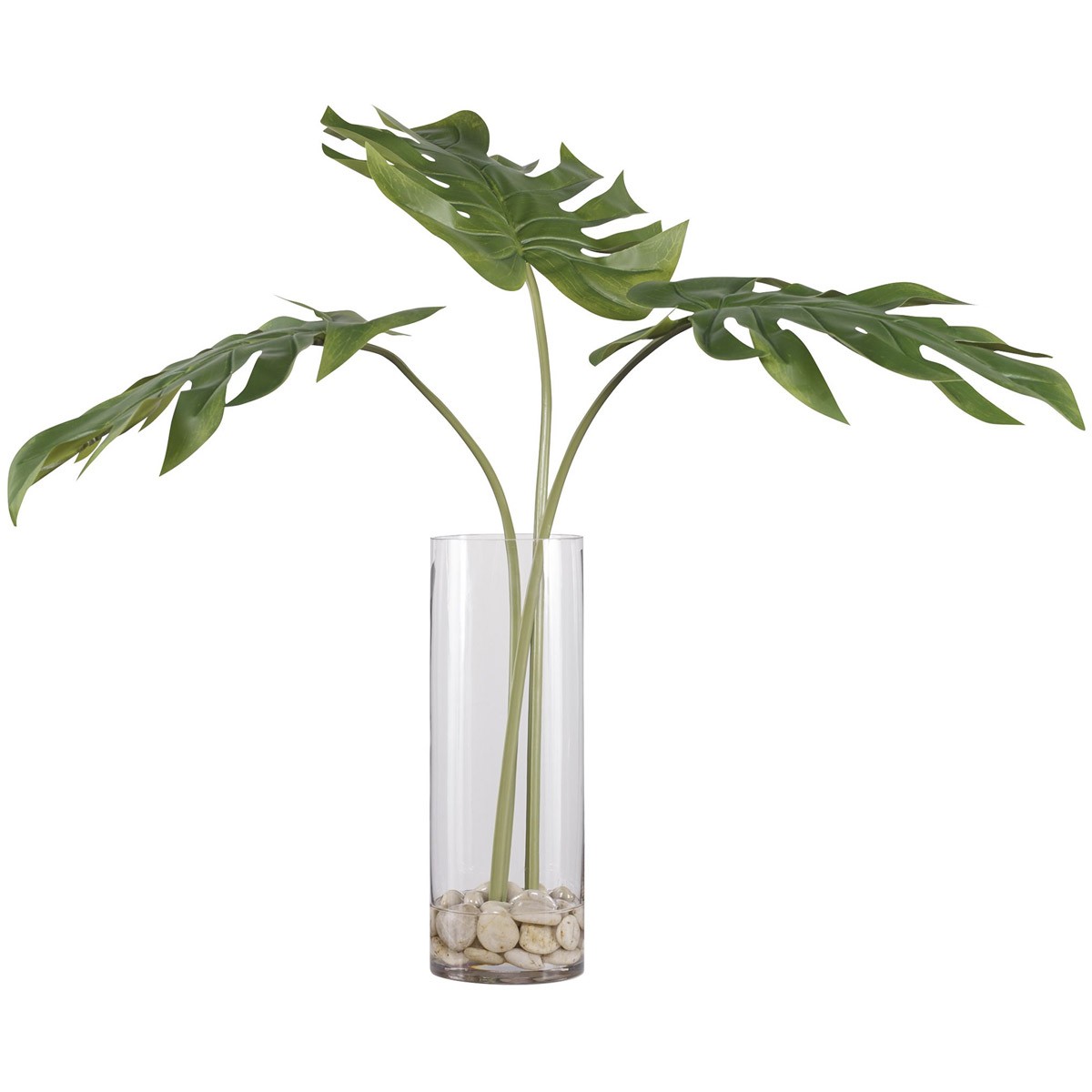 Uttermost 60181 Ibero Clear Glass with Natural Stones Split Leaf Palm