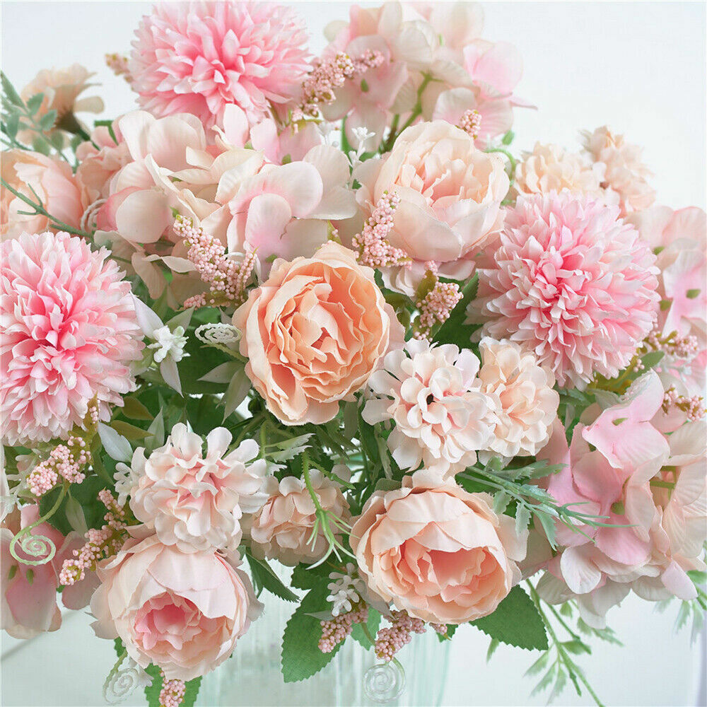 Silk Peony Artificial Fake Flowers Bunch Bouquet Home Wedding Party Decor Hot US