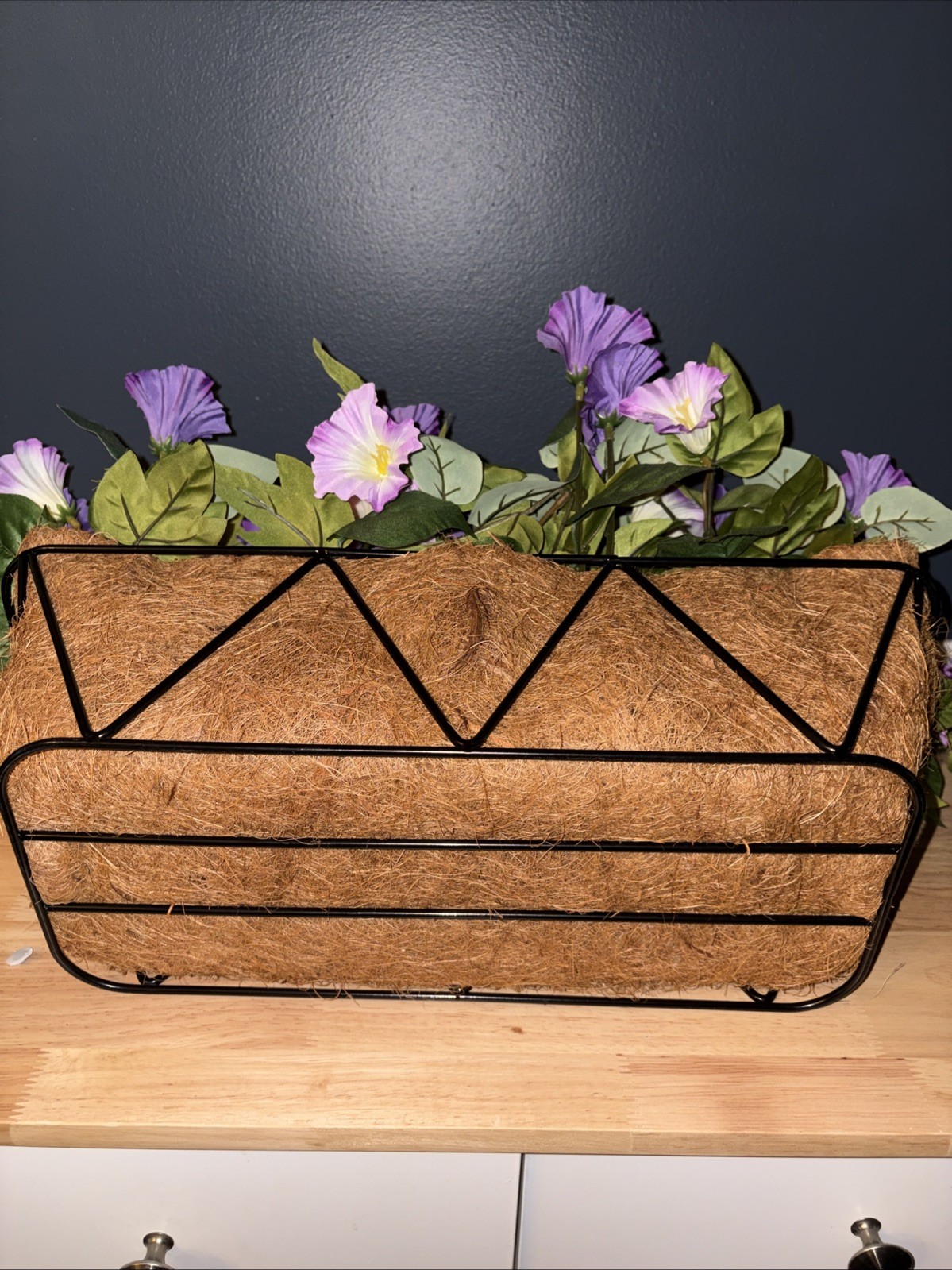 Outdoor Faux Petunia Window Box Flower Basket NWT