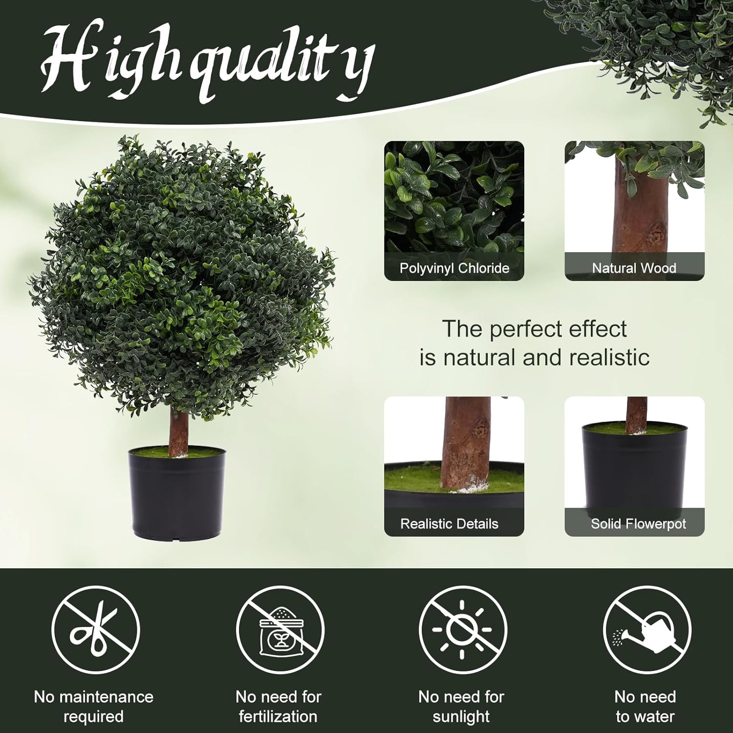 2ft UV Rated Outdoor Artificial Boxwood Ball Topiary Bush by Bagari