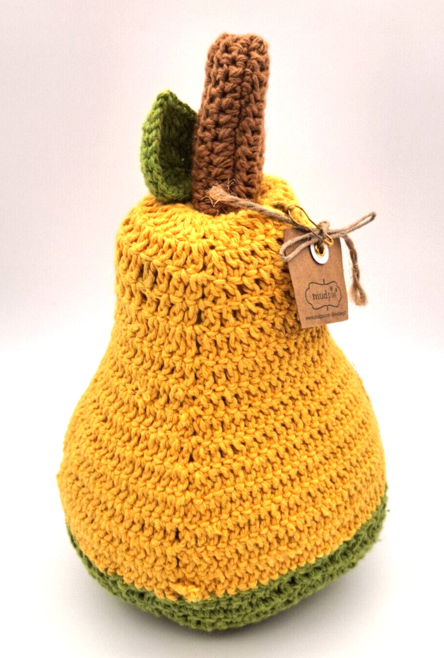 Mud Pie Large Crochet Knit Gourd Plush Stuffed Decor NWT 10″