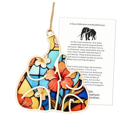 Handcrafted Elephant Ornament – Symbol of Loyal Wood & Acrylic Gift for Love