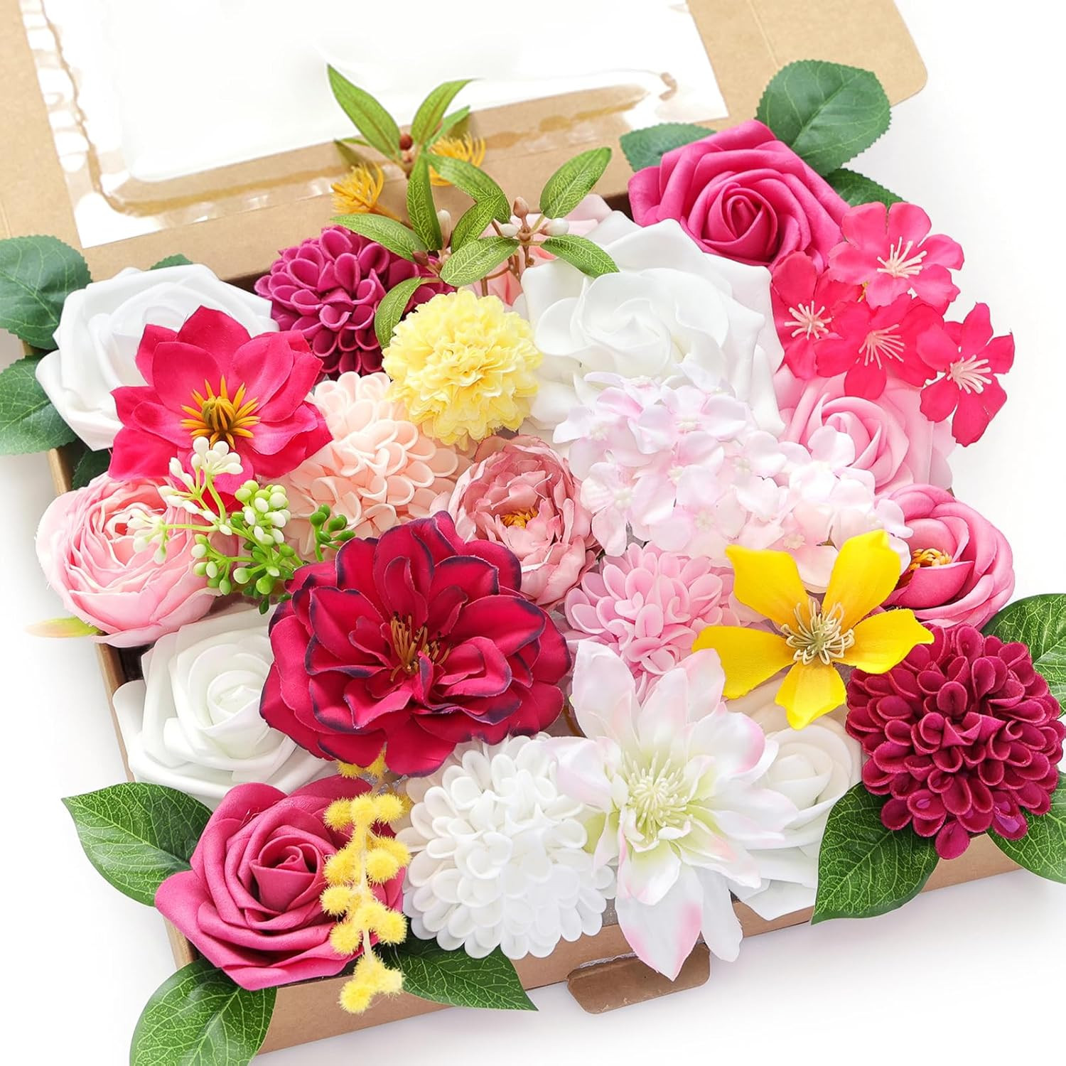Artificial Flower Box Set Silk Fake Flowers DIY Center Cake Decoration Wedding B