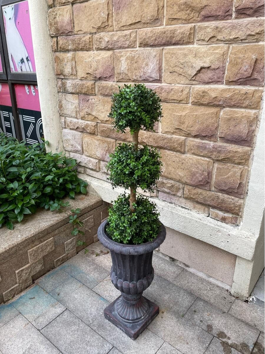 3ft Artificial Outdoor Boxwood Topiary Trees, UV Resistant, Indoor and Outdoo…