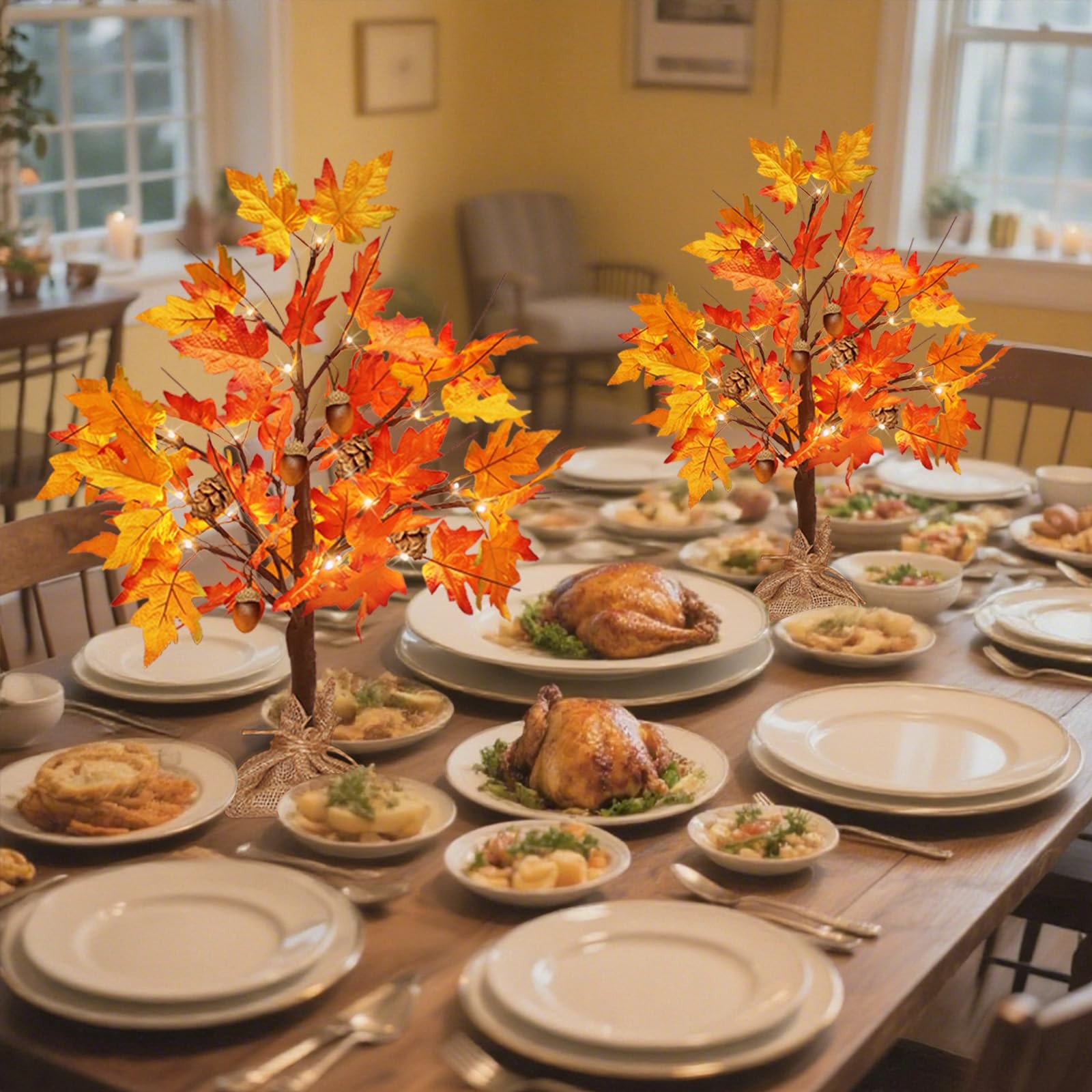 Fall Maple Tree Lights, Lighted Fall Tree with Acons Pine Cones, Fall Decor f…