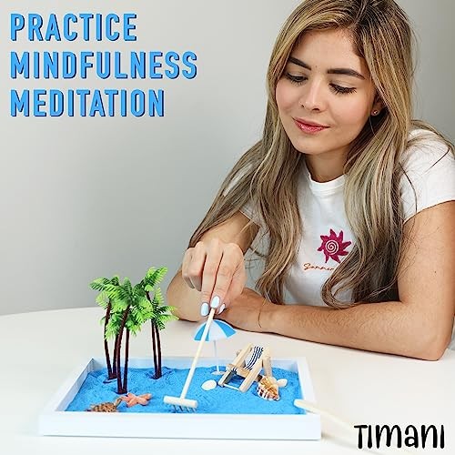 Timani Zen Garden for Desk – Zen Garden Sand Kit, Artificial Palm Tree, Rakes