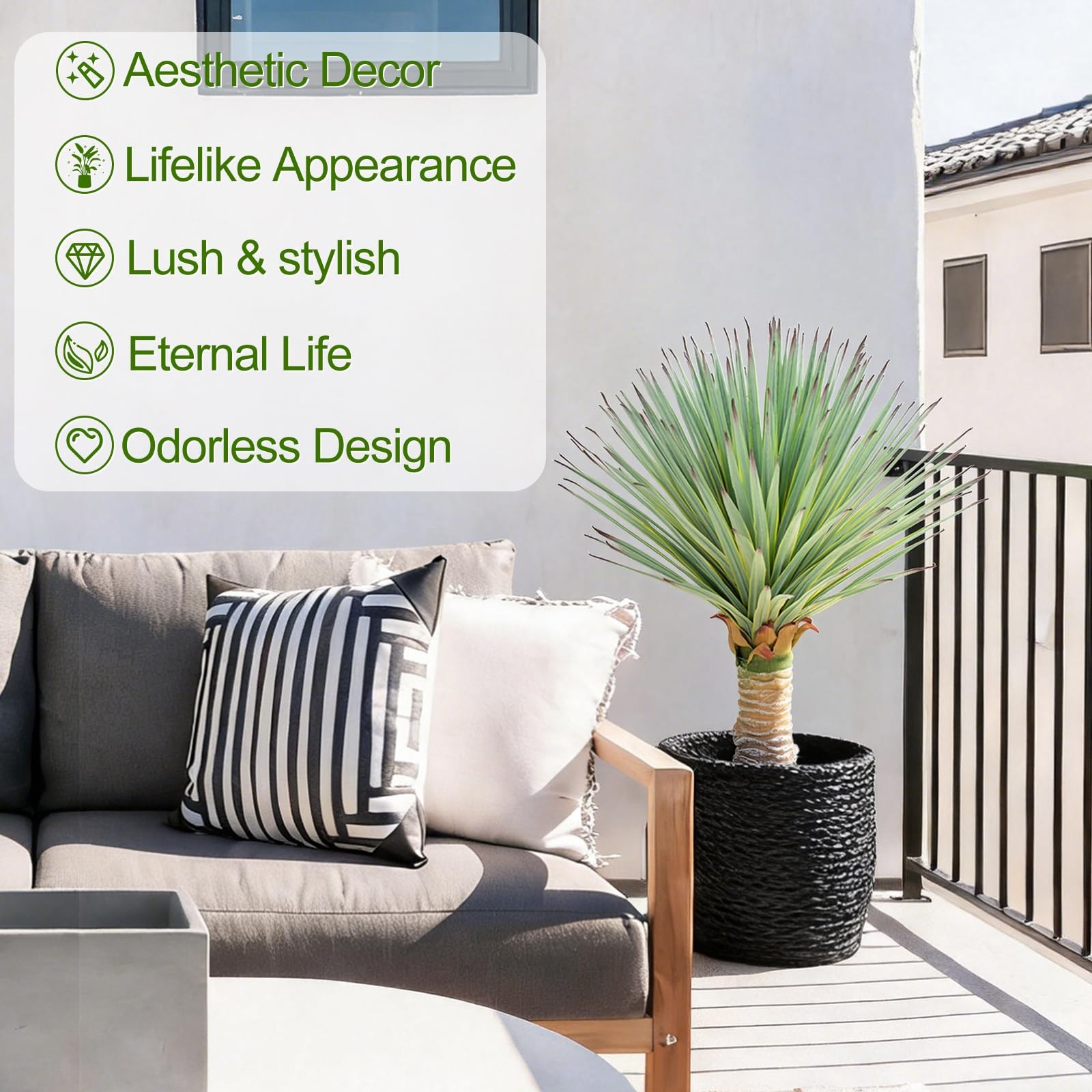 Best 2ft Artificial Agave Plant with 160 Leaves, 23.6inch Faux Floor Large Fake