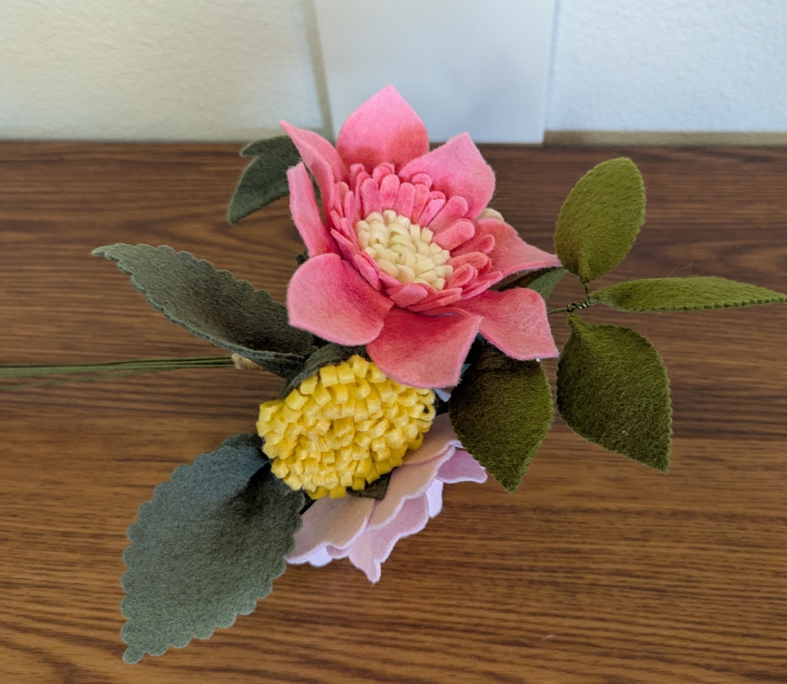 Beautiful Hand Cut Wool Blend Felt Flower Bouquet Gift Wrapped/Great Gift Idea!