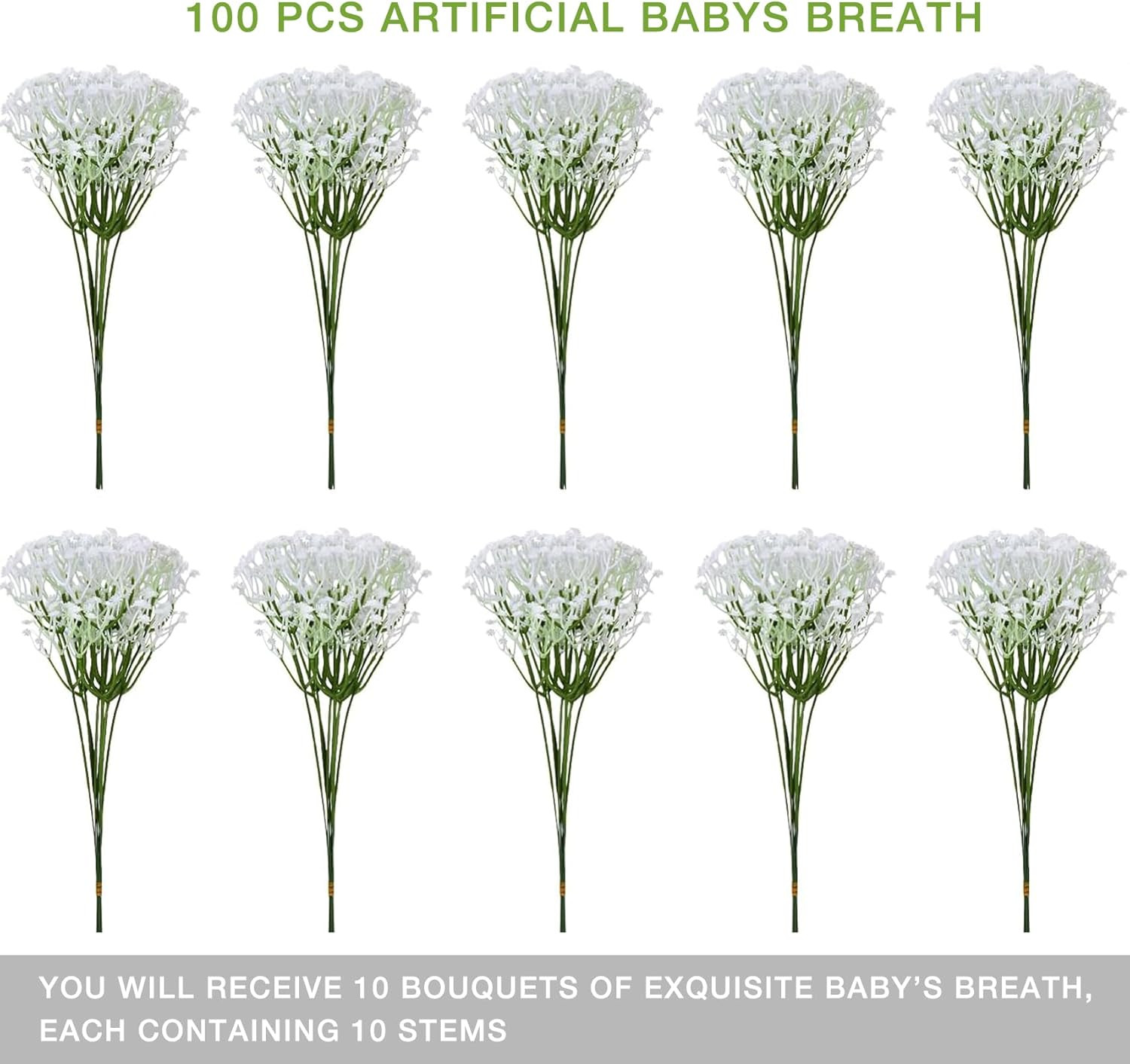 100 Pcs Babys Breath Artificial Flowers White Baby Breath Flowers Artificial Bul