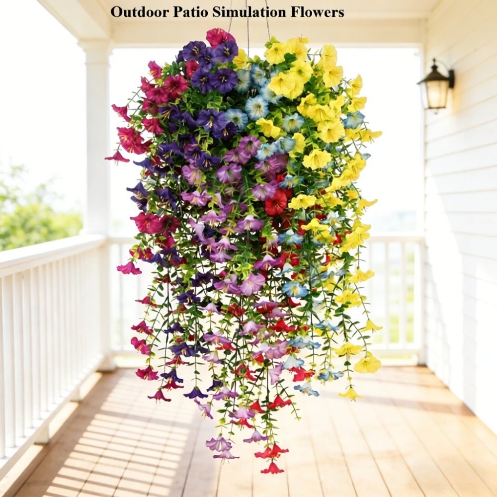 1 pcs Uv-resistant Artificial Morning Glory & Eucalyptus Hanging Decor – Perfect