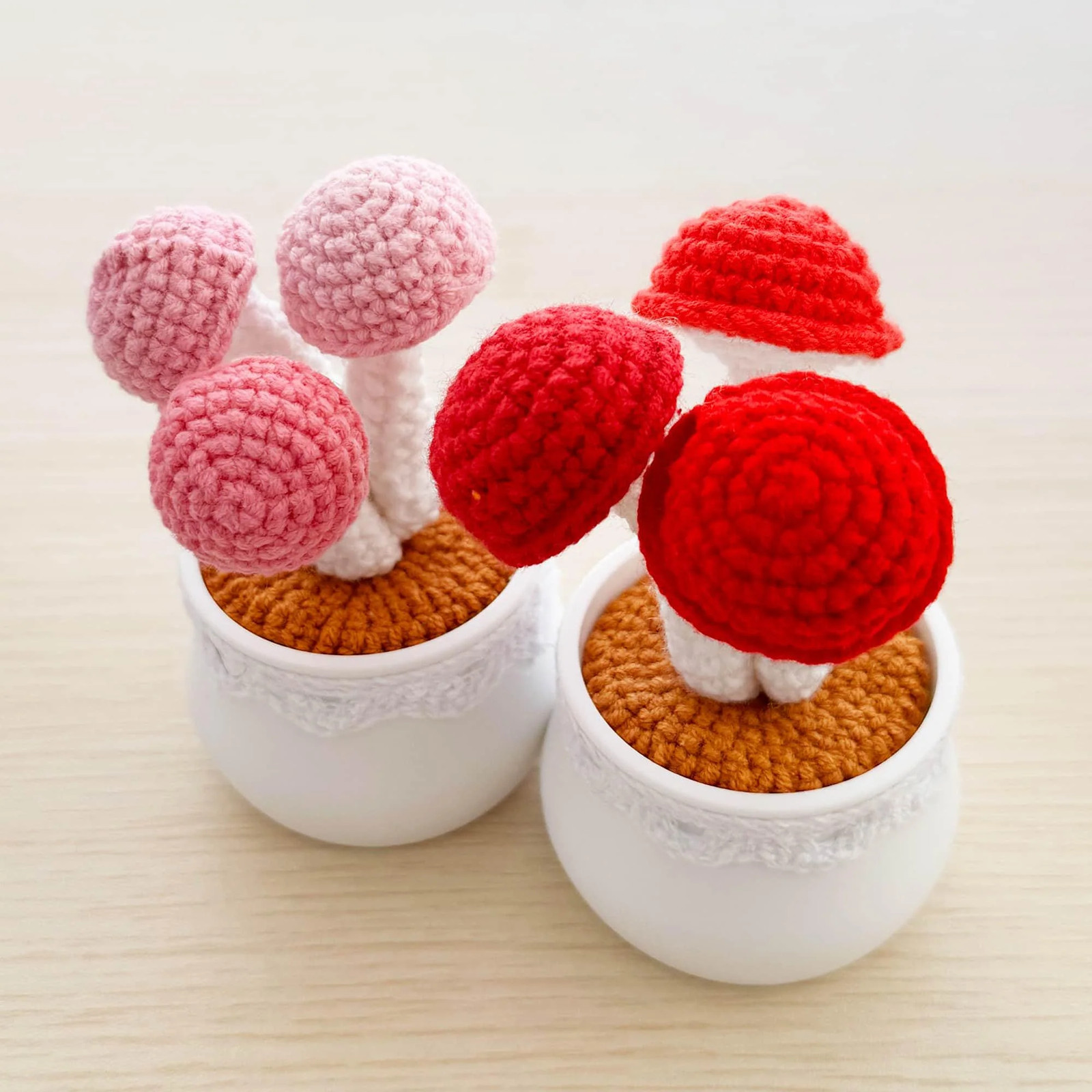 Handmade Crochet Mushroom Pot: Whimsical Home Decor