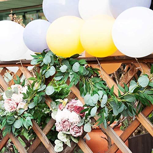 4 Packs 6.5 Feet Artificial Silver Dollar Eucalyptus Leaves Garland with Willow