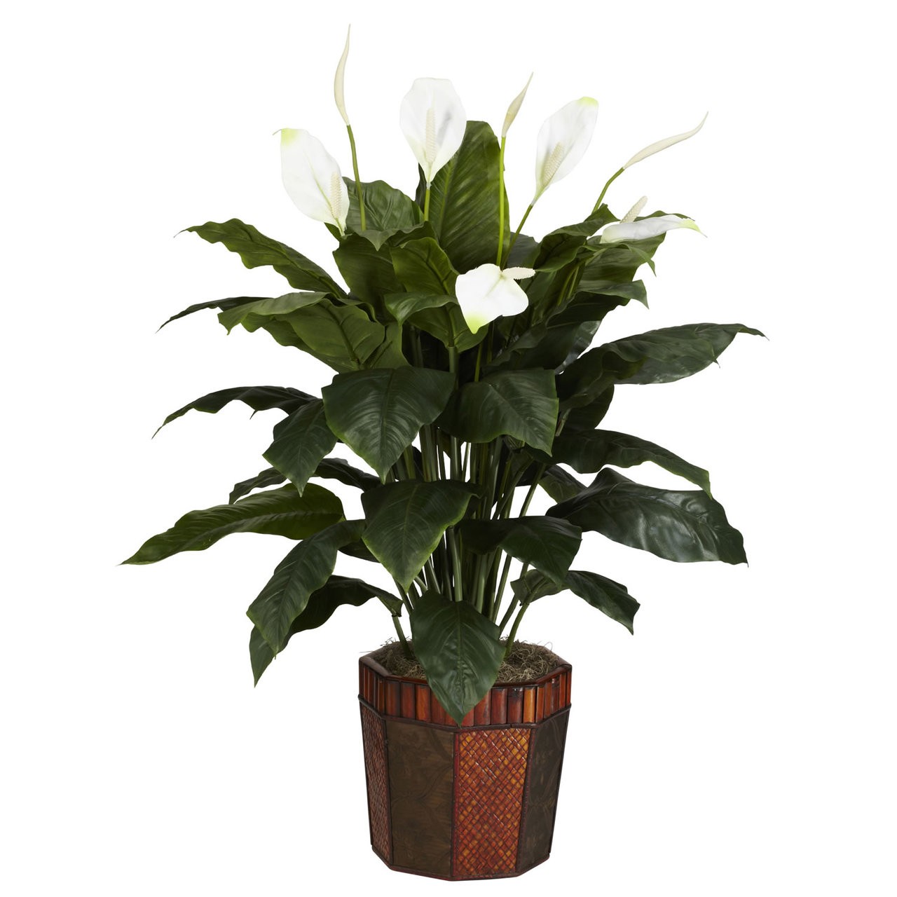 NEW LARGE 48″ ARTIFICIAL FAKE SILK PEACE LILY SPATHIPHYLLUM PLANT w/ PLANTER POT