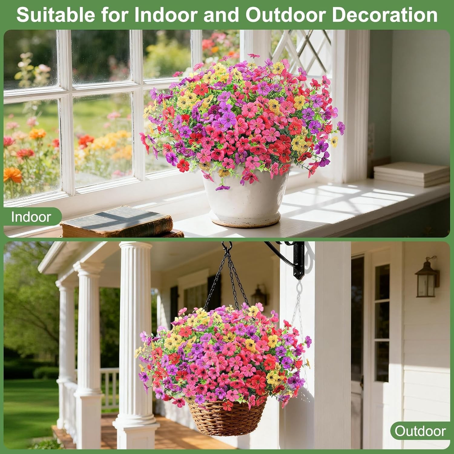 Artificial Faux Flowers Plants for Outdoors outside Spring Summer Decoration,12