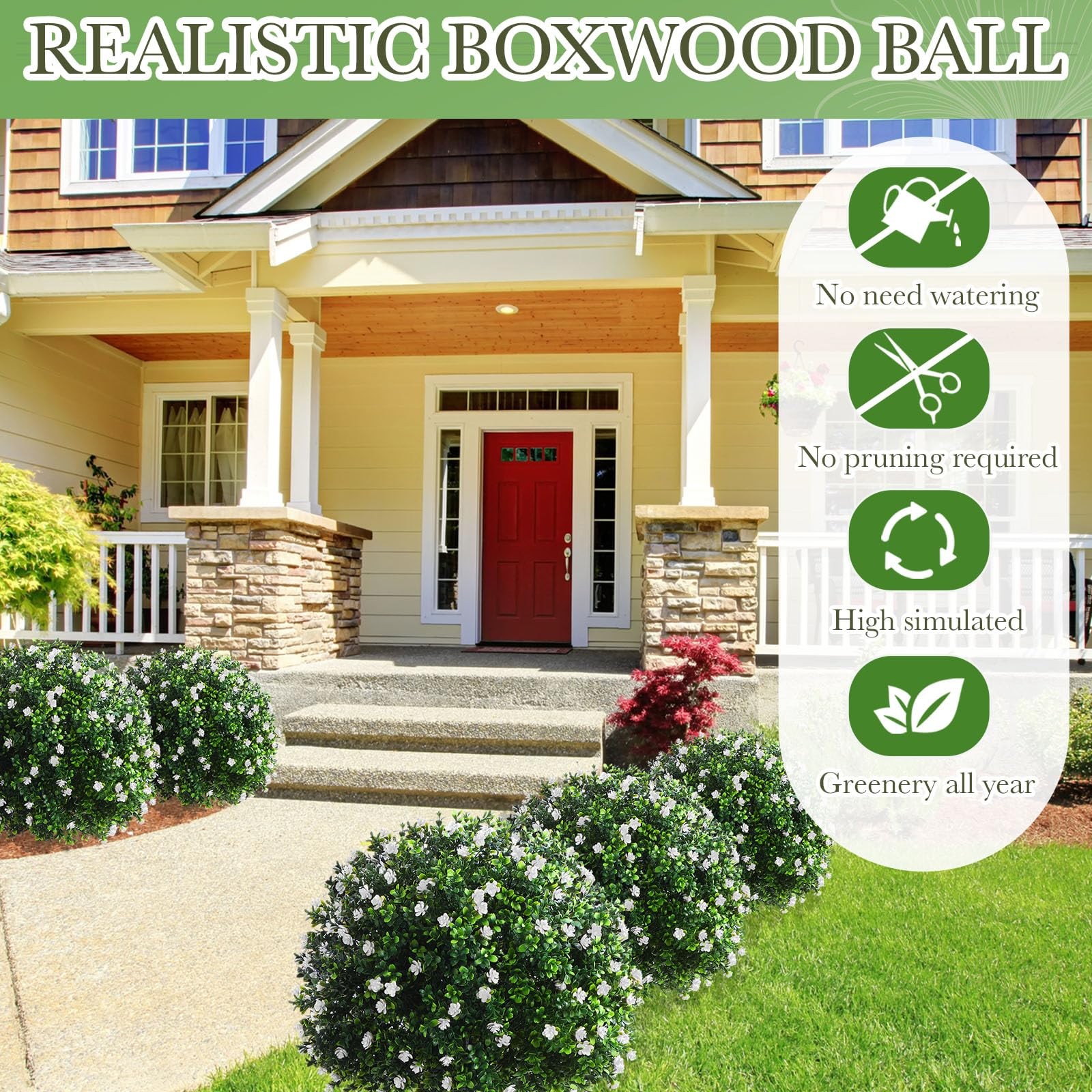 Set of 2 Artificial Boxwood Topiary Tree Fake Bushes Shrubs Outdoor Faux Plan…