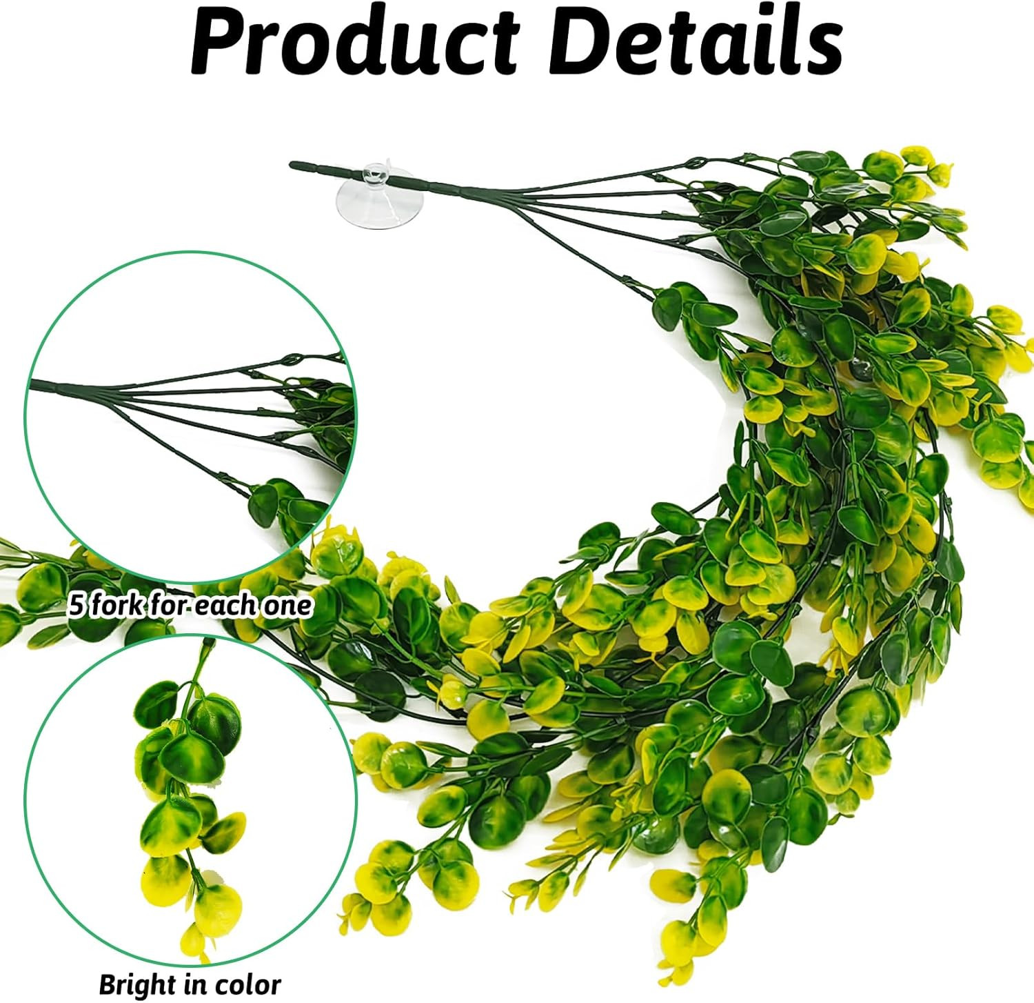Reptile Plants Hanging Terrarium Plants Artificial Leaves Habitat Decorations wi