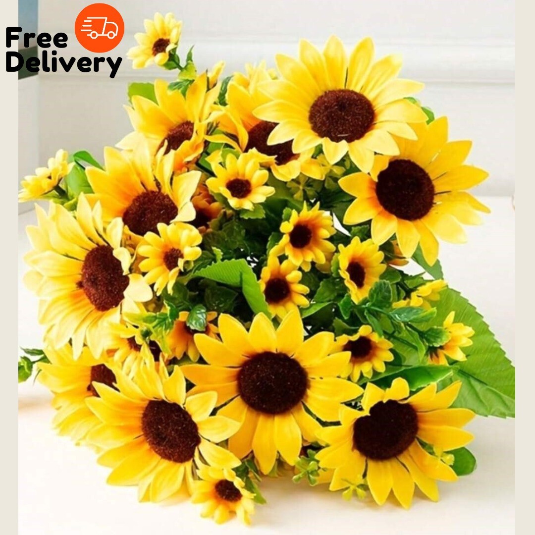 26 Heads Artificial Silk Sunflower Bouquet Flowers Home Decoration Wedding Decor