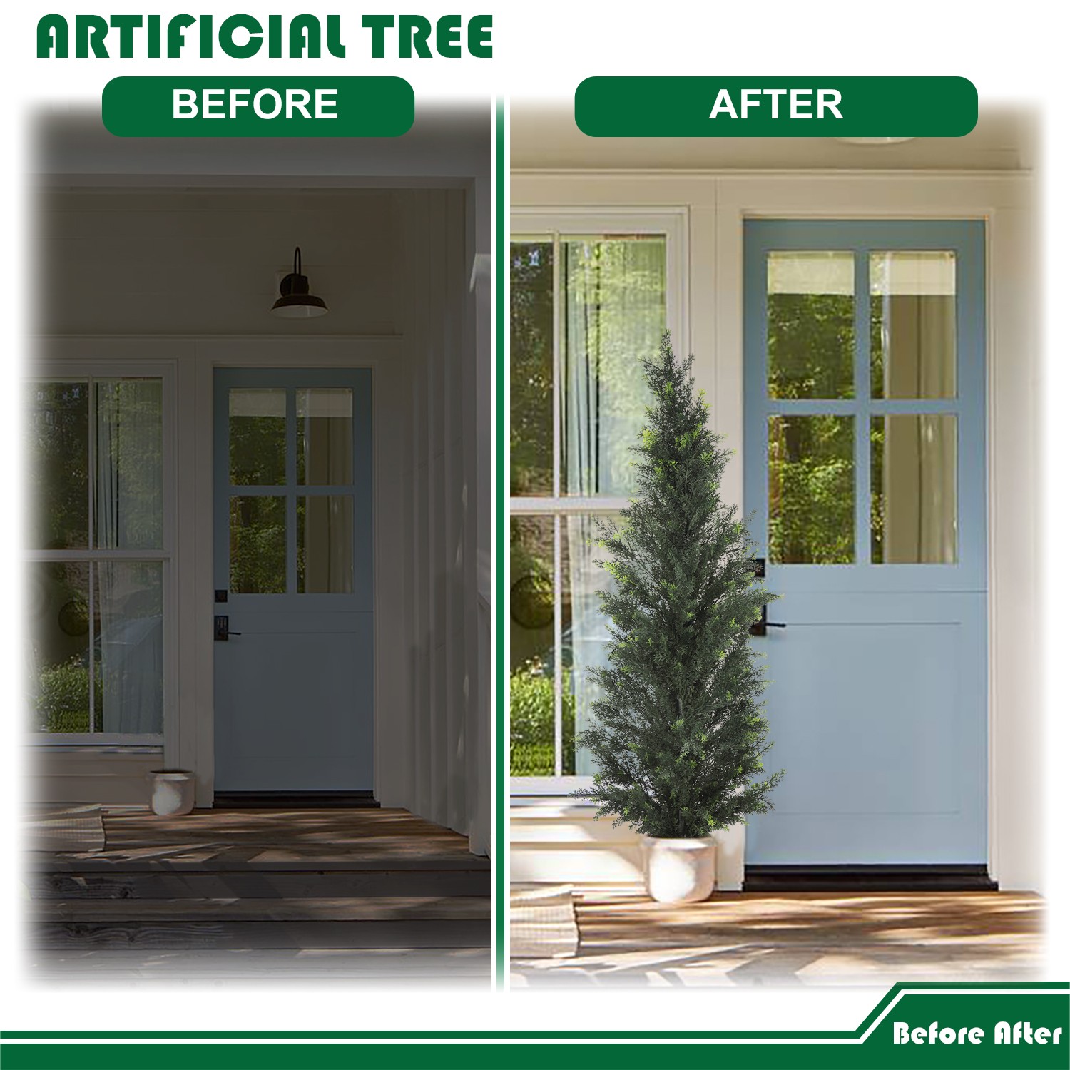 3’4’5′ Artificial Cedar Topiary Trees Home Decor In/Outdoor Faux Plant 1/2 Pack