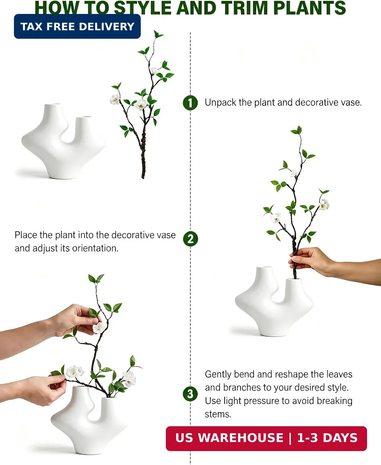 Vase with Greenery, 1 Pcs 22” Artificial Stem Potted Plant Indoor Fake Plants,
