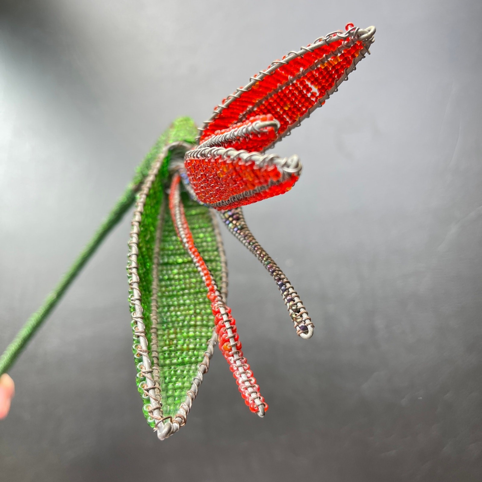 Handcrafted Vibrant Beaded & Metal Strelitzia Stem
