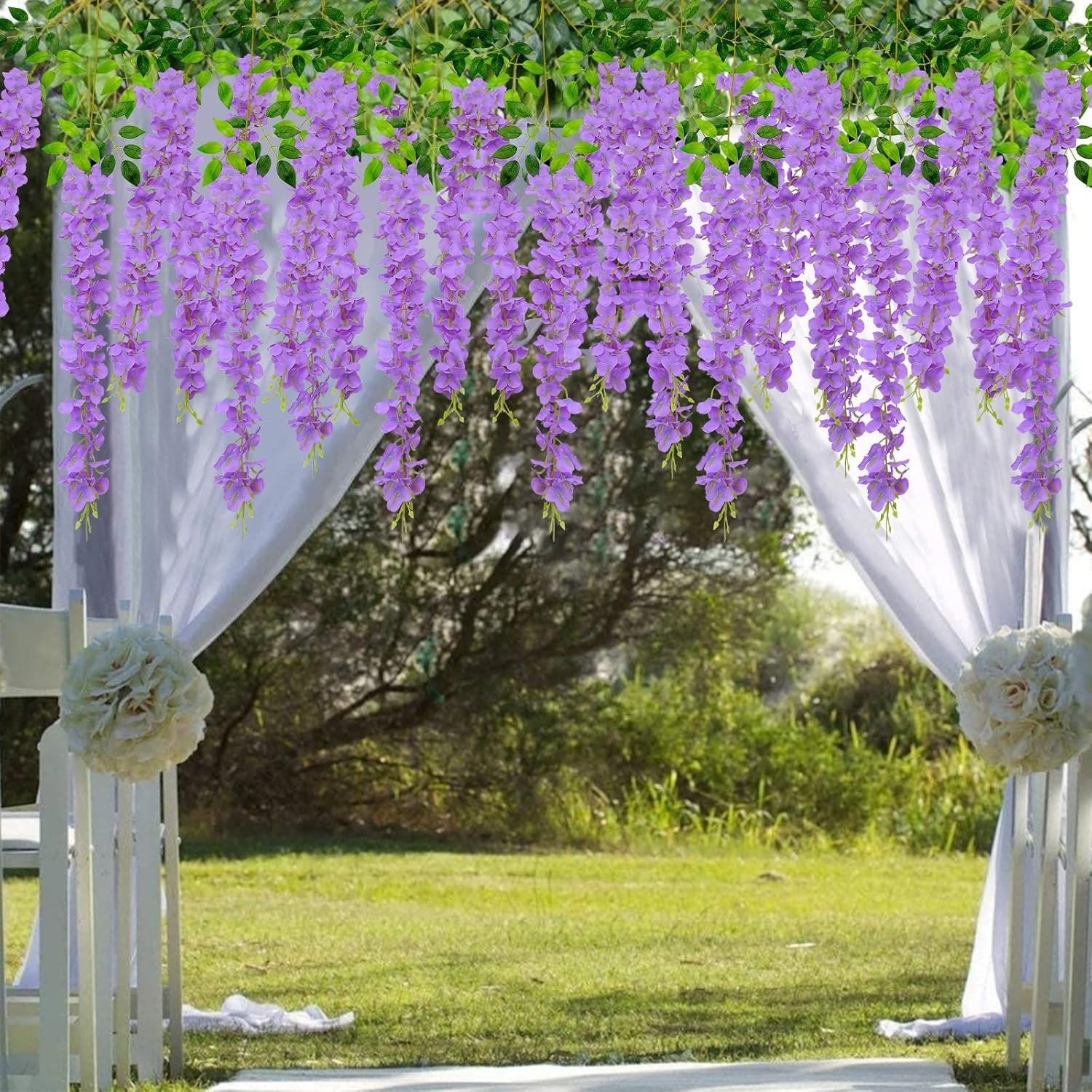 Vibrant Purple 24-Piece Wisteria Flower Vine – Stunning Indoor & Outdoor Decor