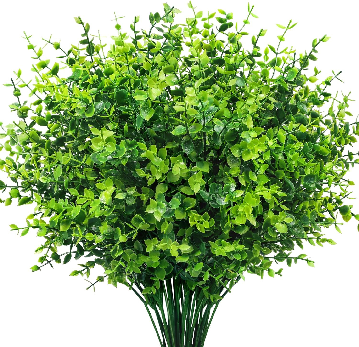 12 Bundles Greenery Artificial Plants Outdoors, Eucalyptus Stems UV Resistant Fa