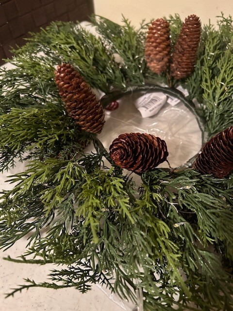 Led Pine Wreath Candle ring – Battery Operated