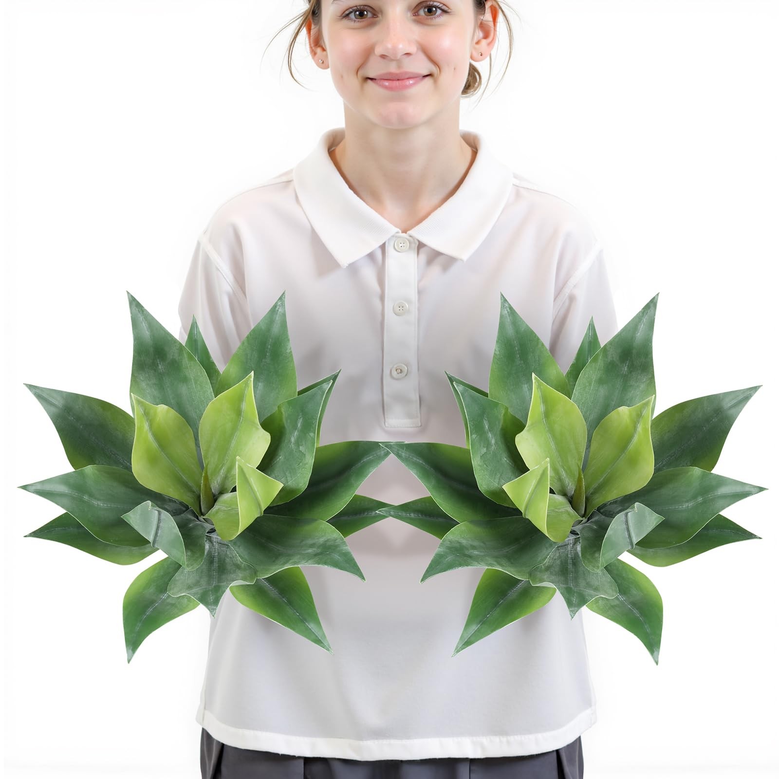 Artificial Outdoor Agave Plants, Outdoor Faux Plants with Broad Leaves, Small…