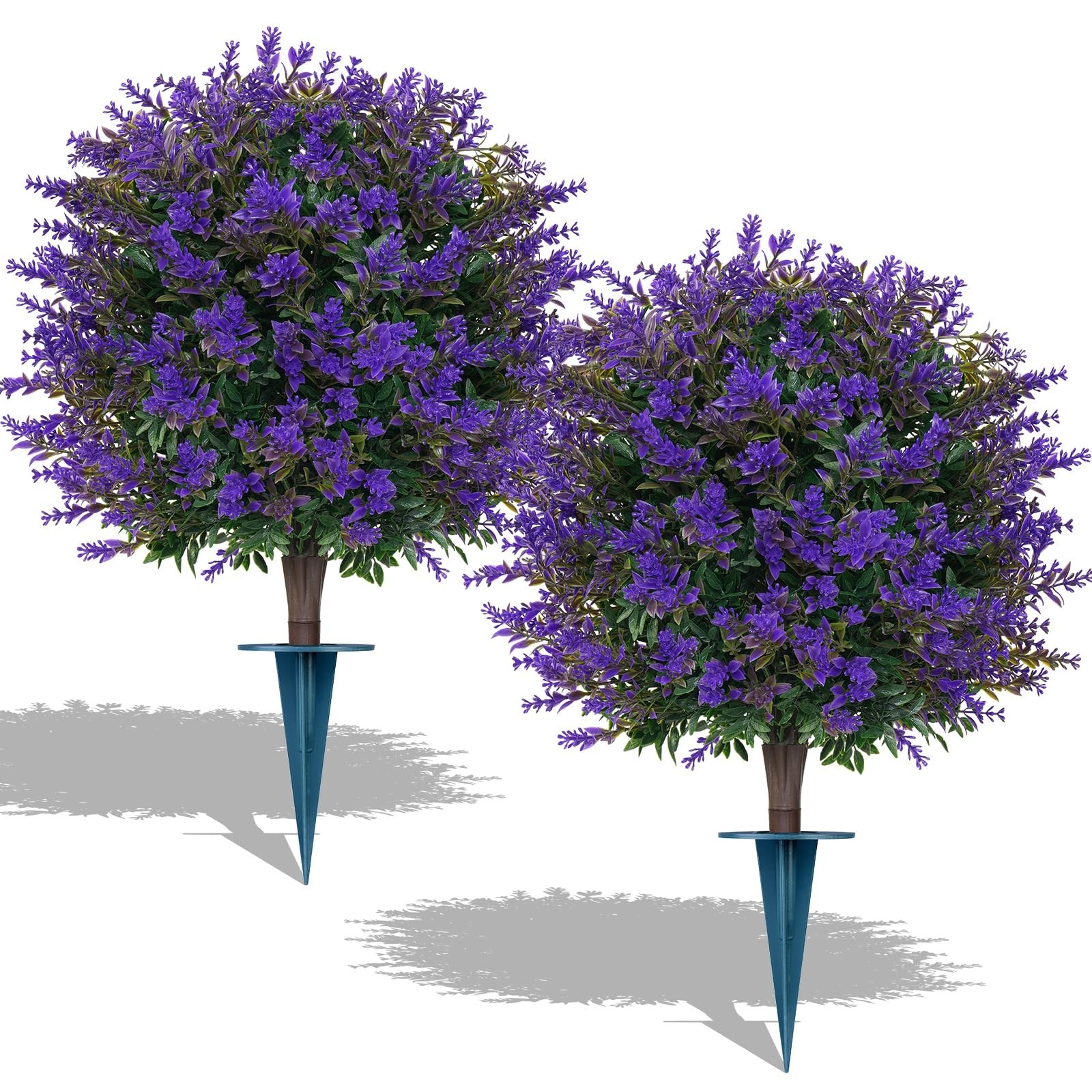 Set of 2 UV Resistant Artificial Lavender Topiary Balls – Faux Boxwood Shrubs fo