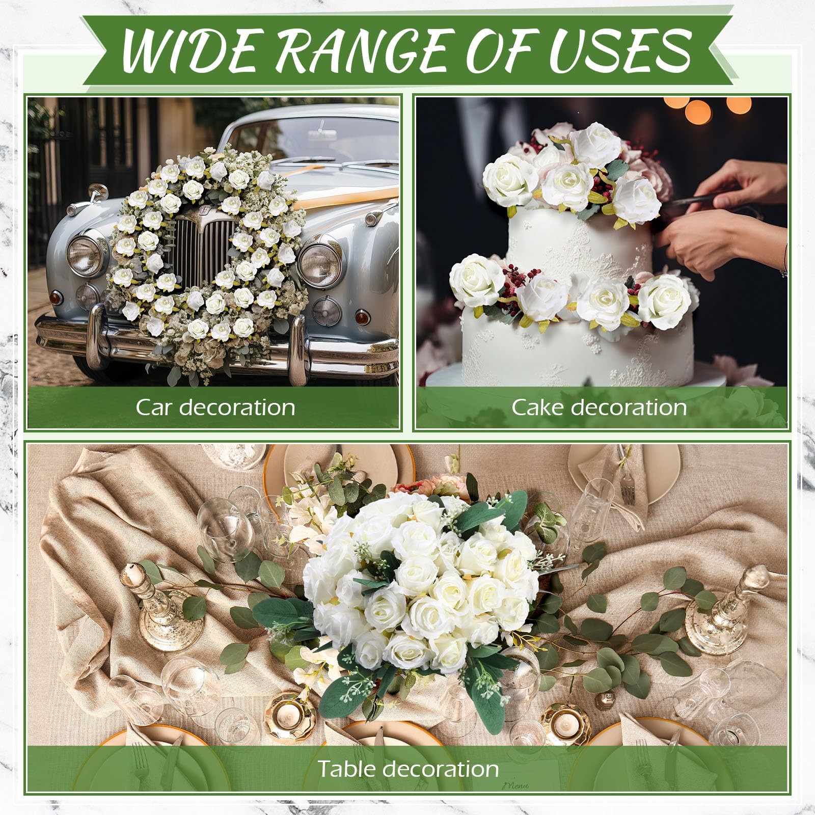 12 Pack Wedding Bridesmaids Bouquets 7 Inch Artificial Rose Bouquets Silk Flo…