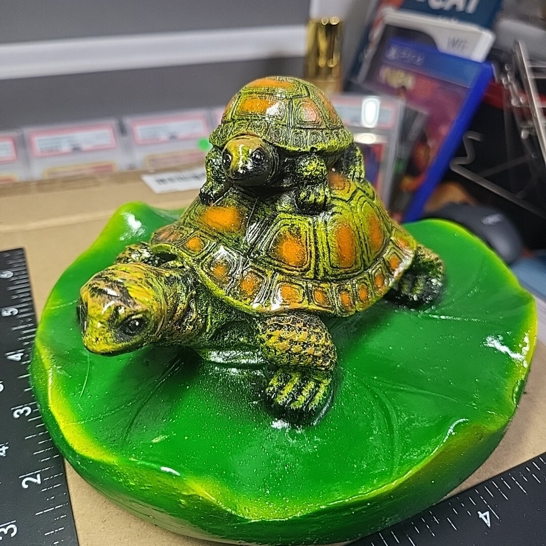 Floating Turtle on Lilly Pad Lotus Resin Pool & Pond Decor 6.5″X4″ Animal Statue