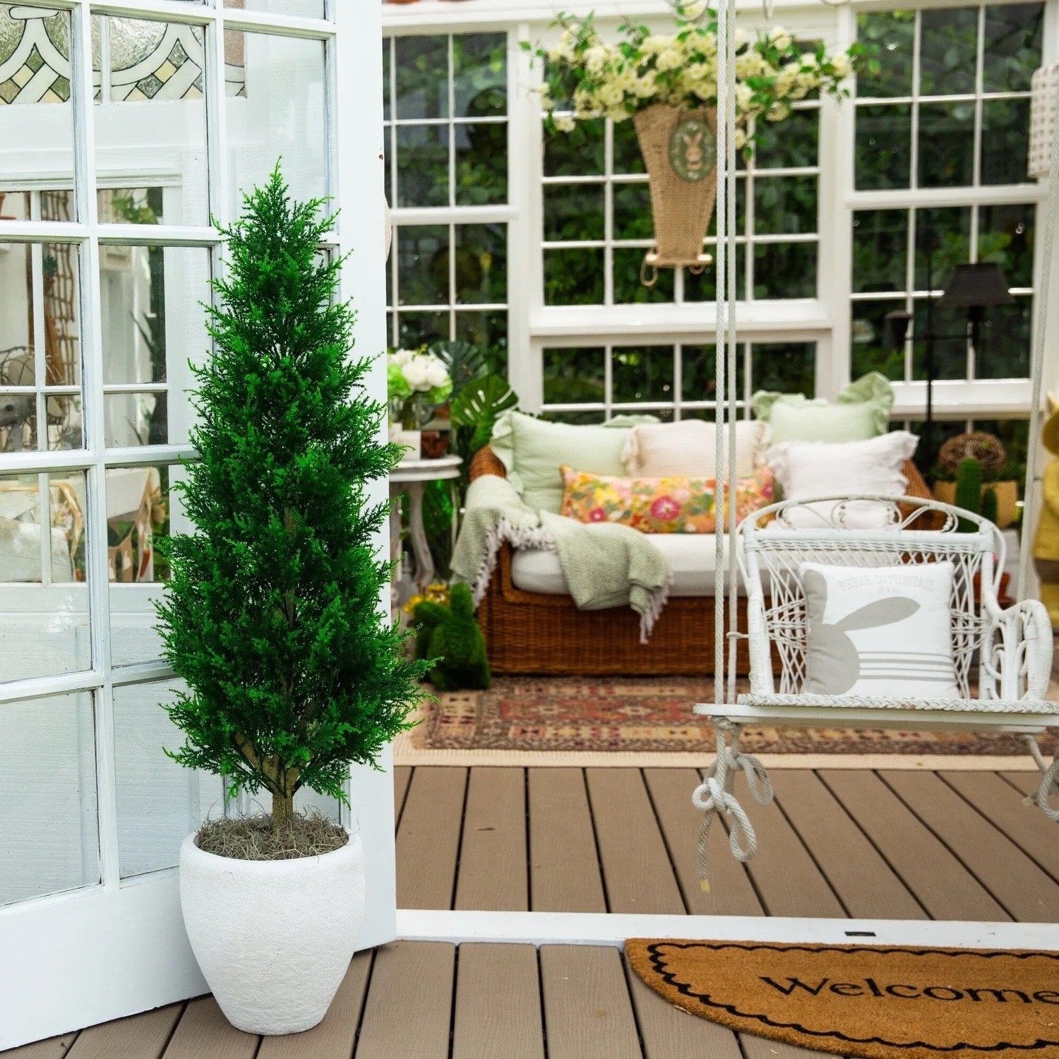 4′ UV Resistant Artificial Cypress Tower Tree Indoor/Outdoor