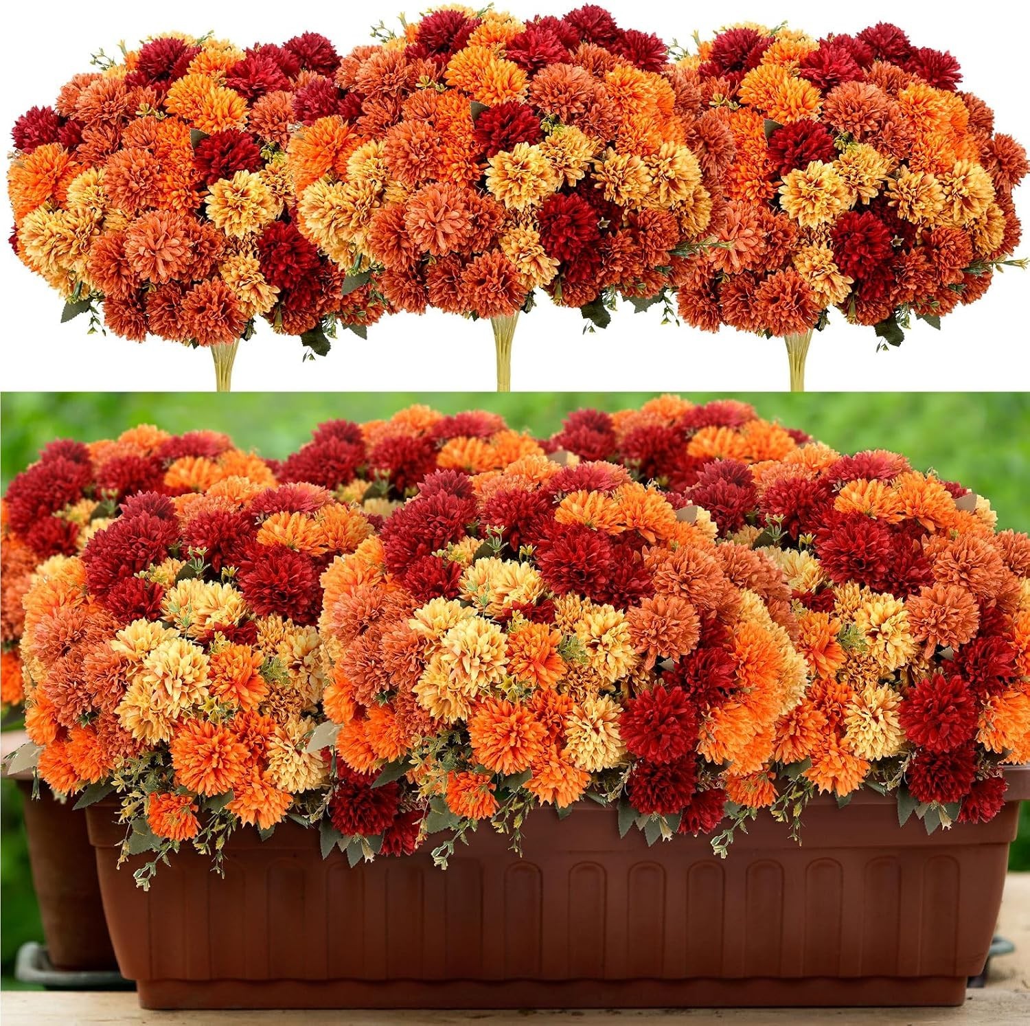 12 Pcs Vibrant Fall Artificial Chrysanthemums – Perfect for Elegant Home Decor