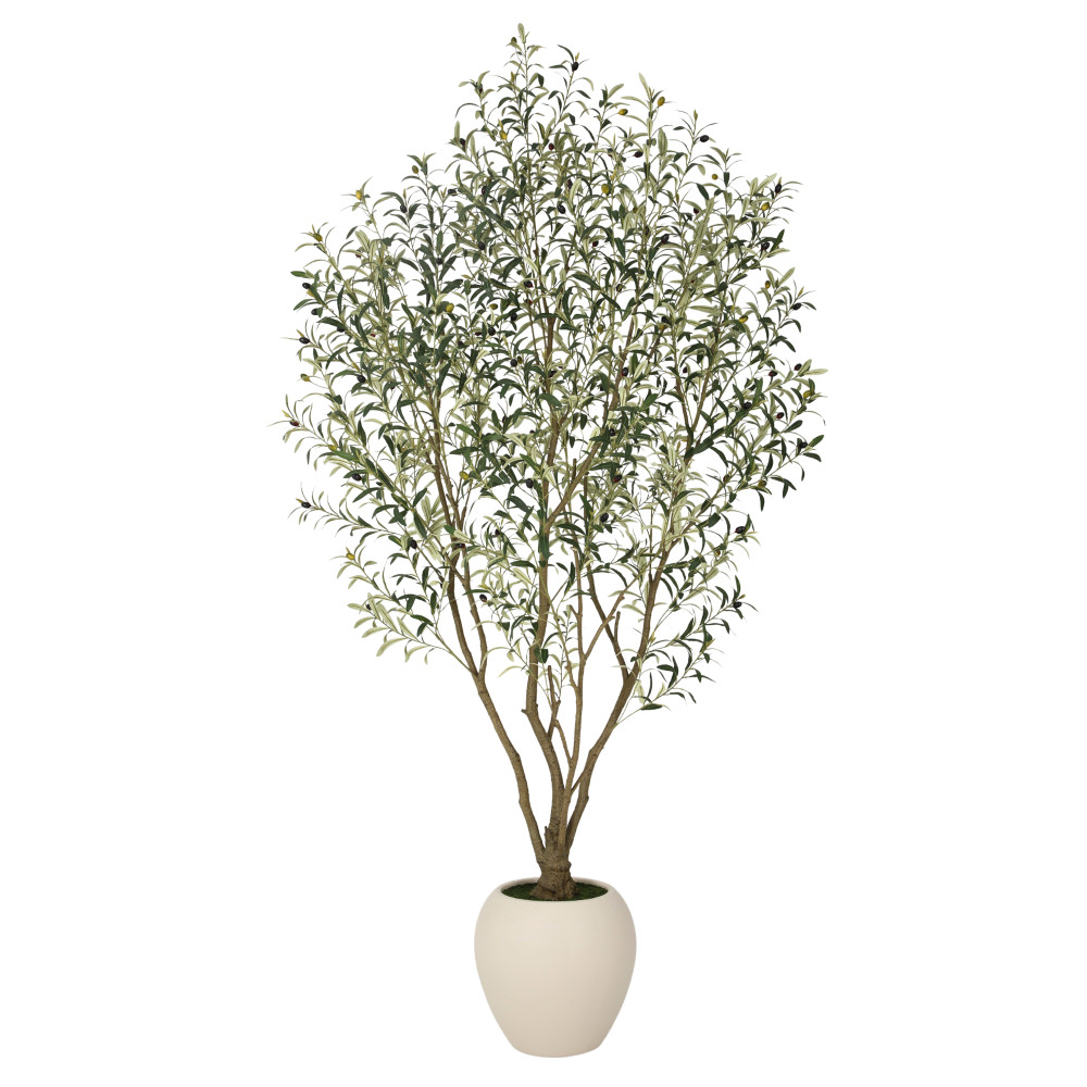 Artificial Olive Tree 8.2FT Tall Faux Plant with White Pot Indoor Decor