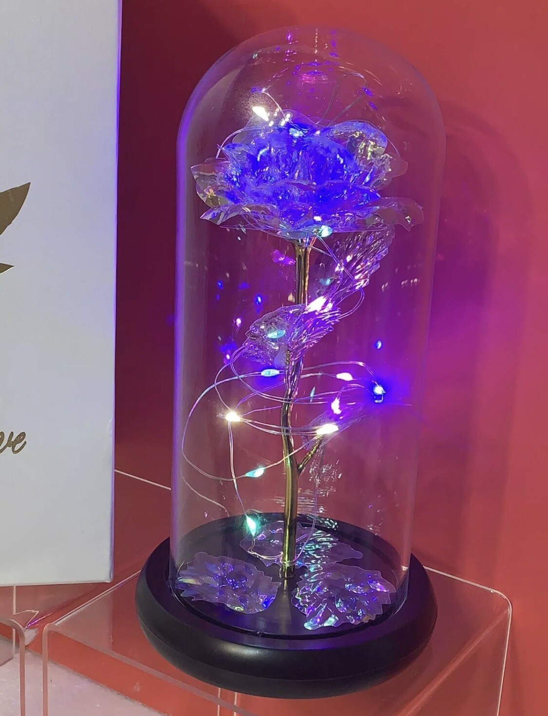 Rose Flower Home Glass LED Night Light Mother’s Day Gift / Xmas Decor