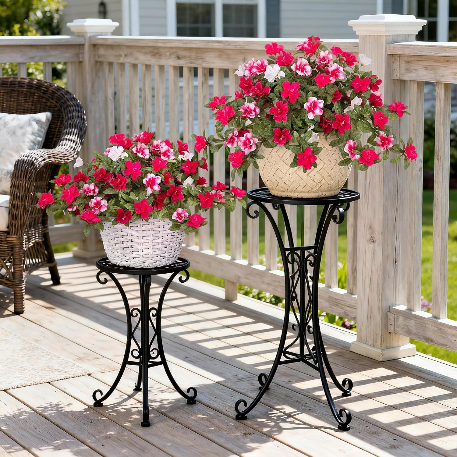 Ammyoo Artificial Fake Azalea Flowers for Outdoor Spring Decoration, Faux Silk F