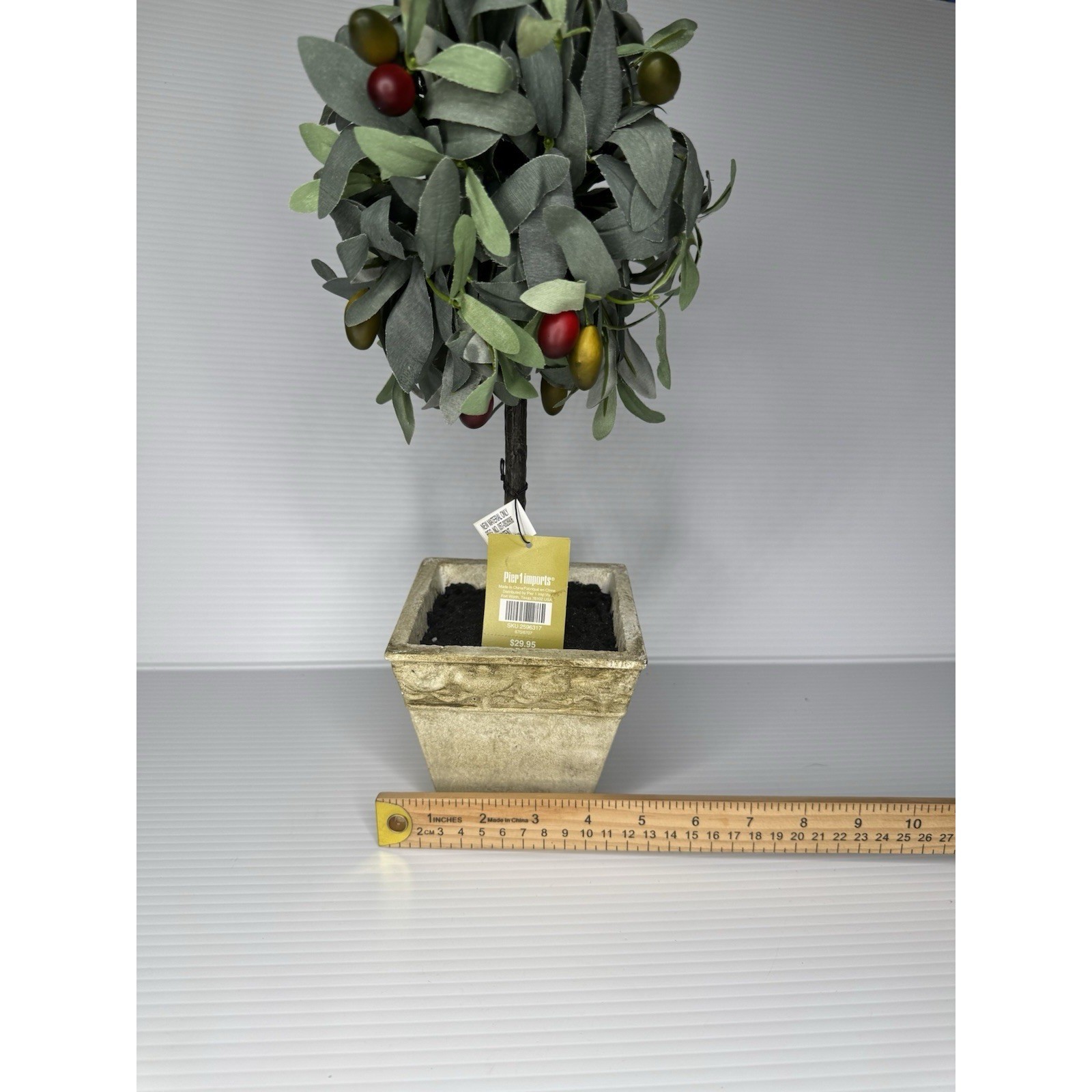 Pier 1 Imports Olive Topiary Faux Tree in Decorative Pot 20″ NEW